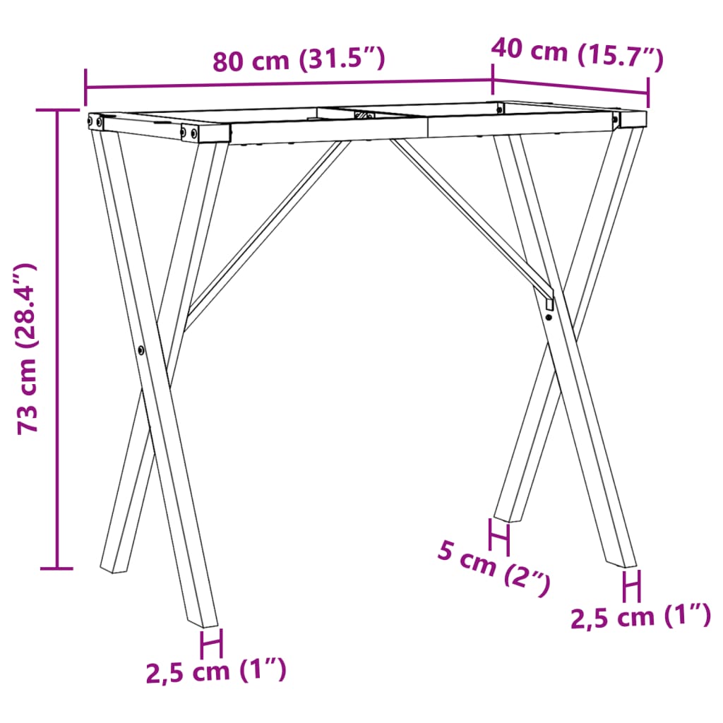 vidaXL Eettafelpoten X-frame 80x40x73 cm gietijzer