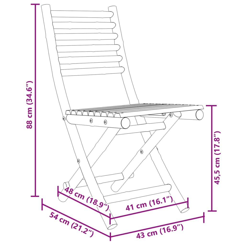 vidaXL Tuinstoelen 8 st inklapbaar 43x54x88 bamboe