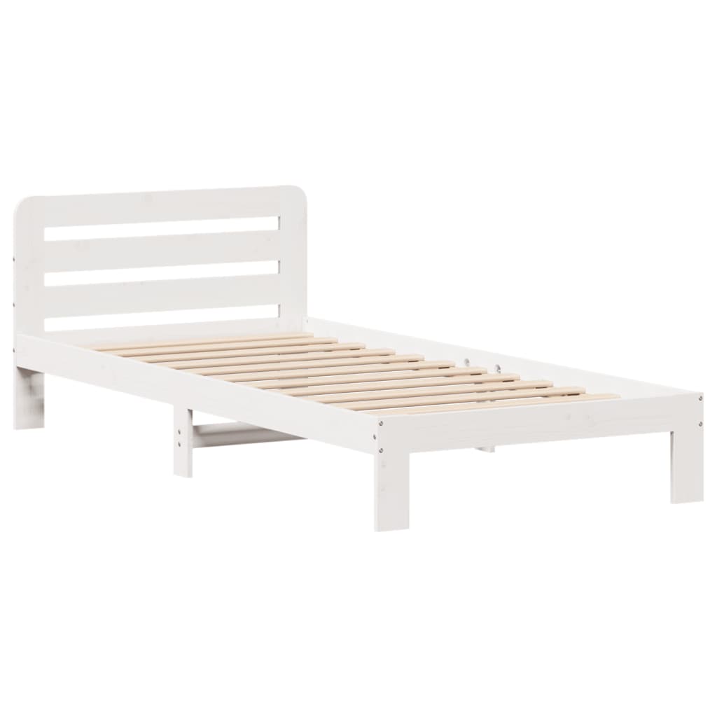 vidaXL Bedframe zonder matras massief grenenhout wit 90x200 cm