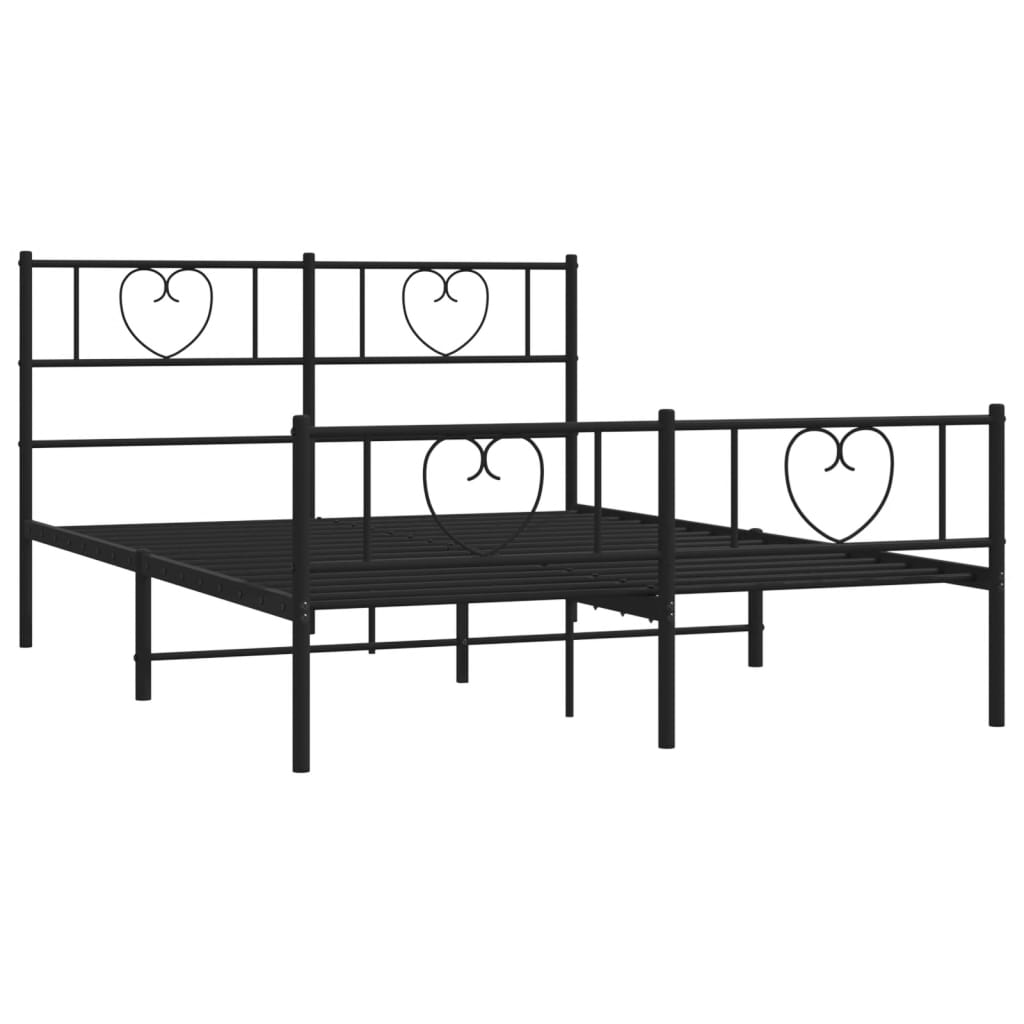 vidaXL Bedframe met hoofd- en voeteneinde metaal zwart 140x190 cm