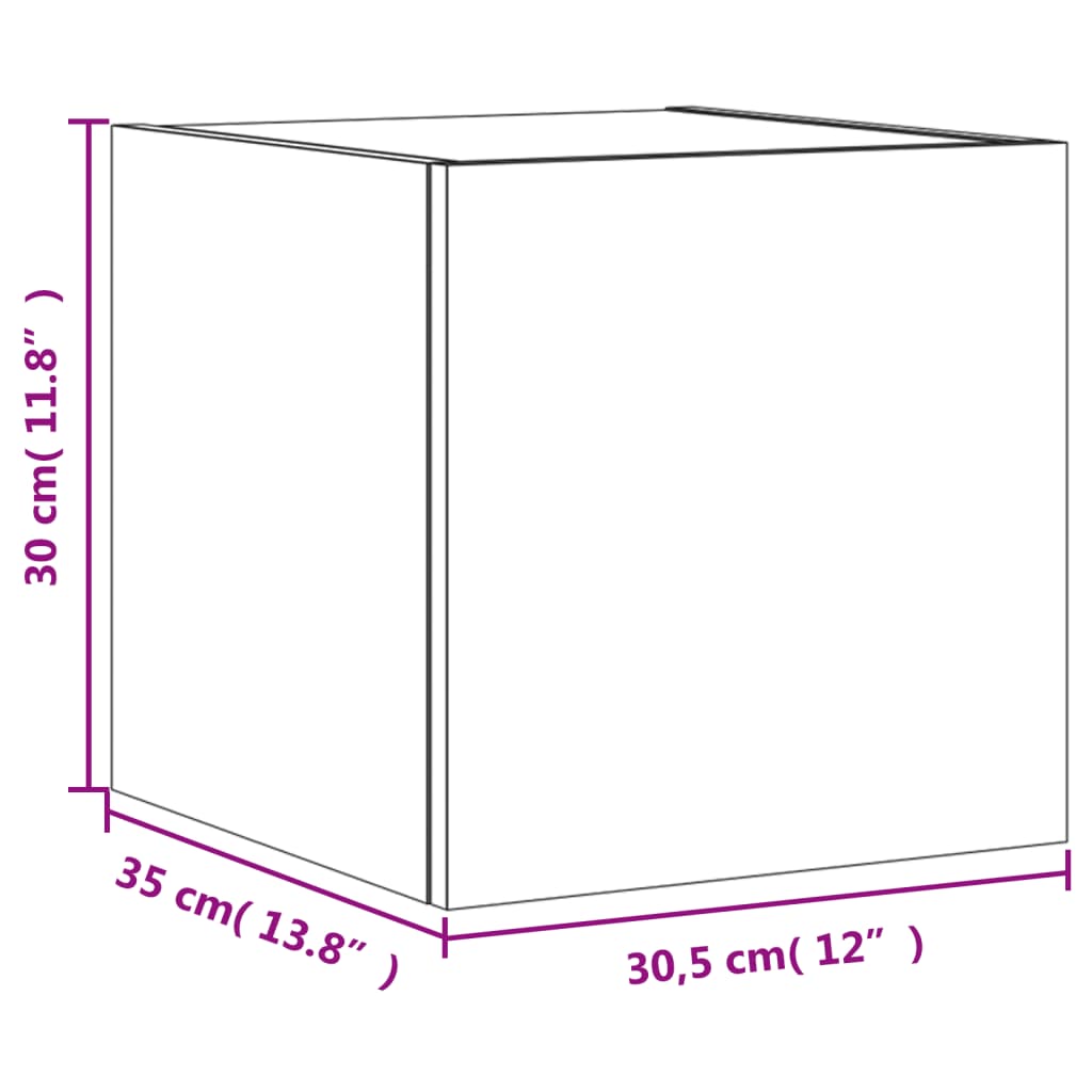 vidaXL Tv-wandmeubel met LED-verlichting 30,5x35x30 cm grijs sonoma