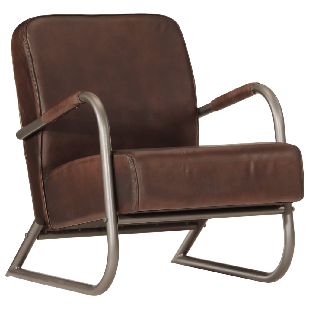 vidaXL Fauteuil echt leer bruin