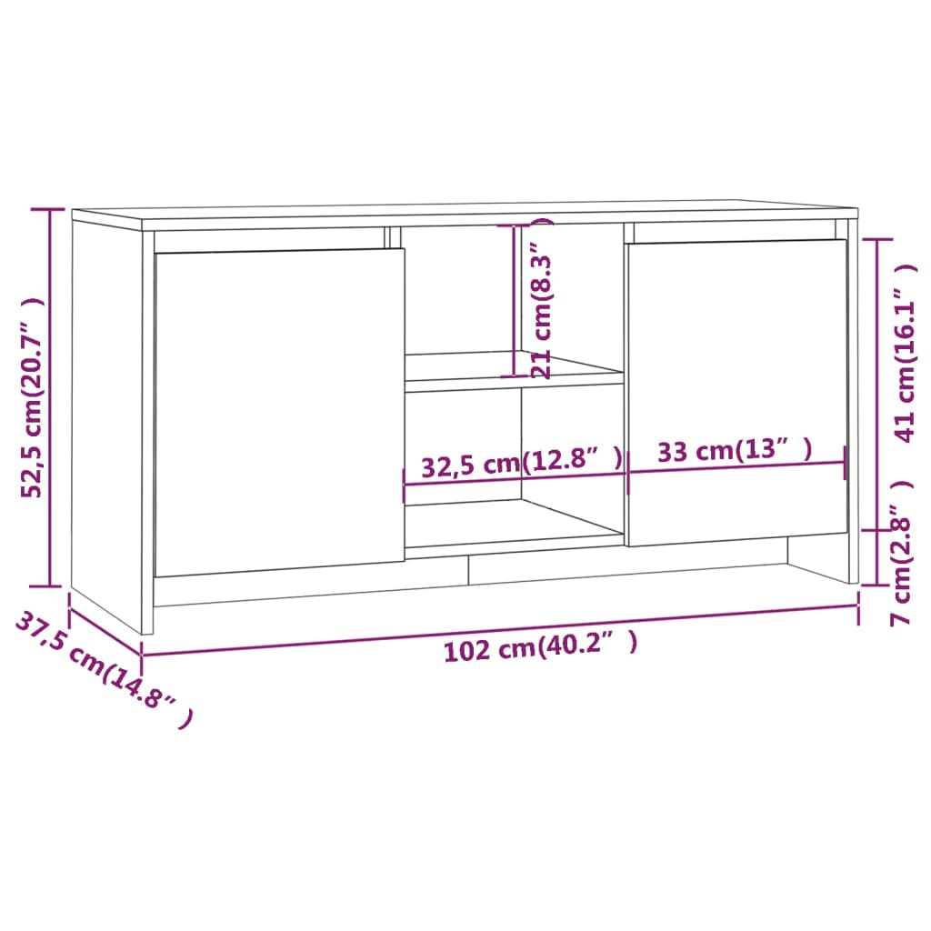 vidaXL Tv-meubel 102x37,5x52,5 cm bewerkt hout wit
