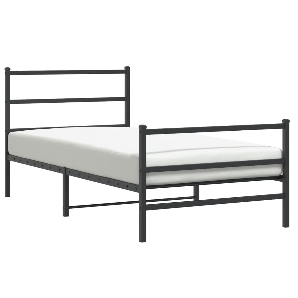 vidaXL Bedframe met hoofd- en voeteneinde metaal zwart 100x190 cm