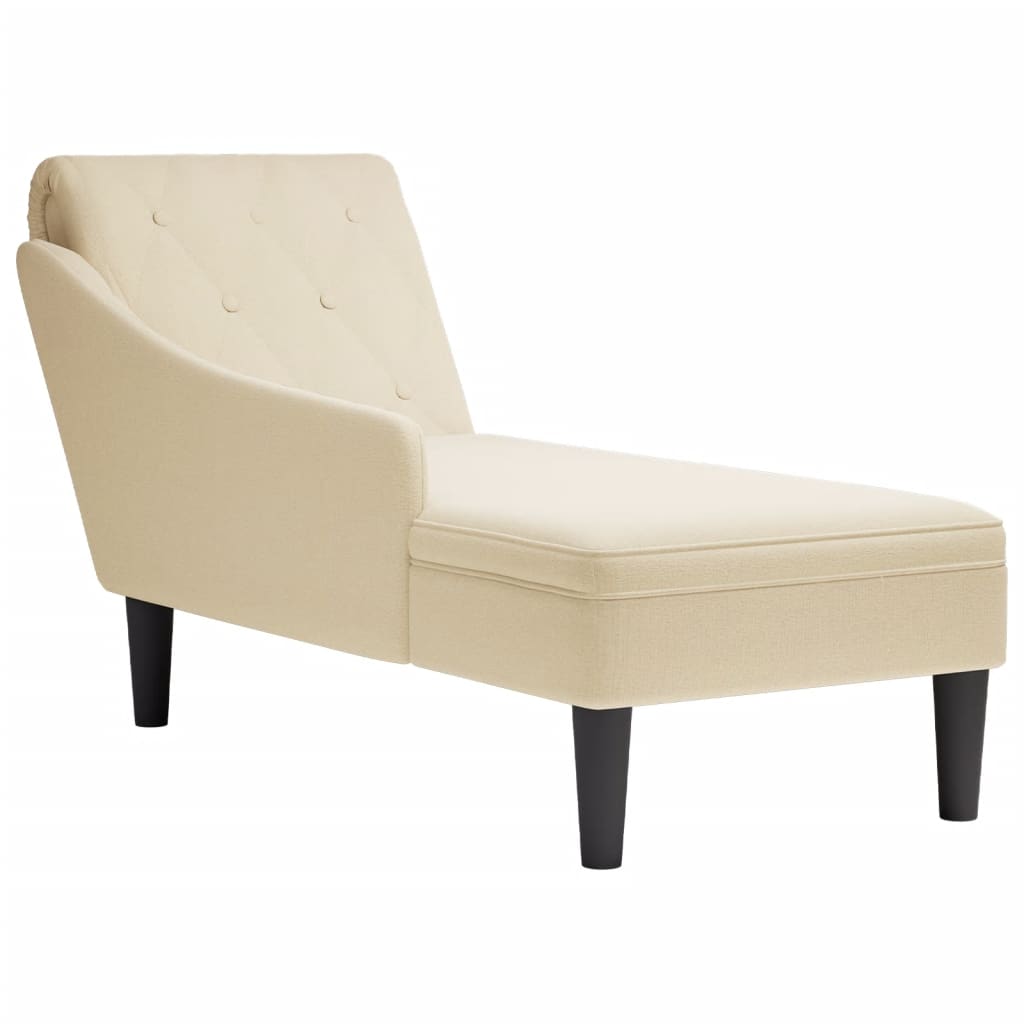 vidaXL Chaise longue met kussen en rechterarmleuning stof crèmekleurig