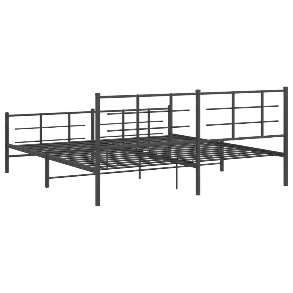 vidaXL Bedframe met hoofd- en voeteneinde metaal zwart 200x200 cm