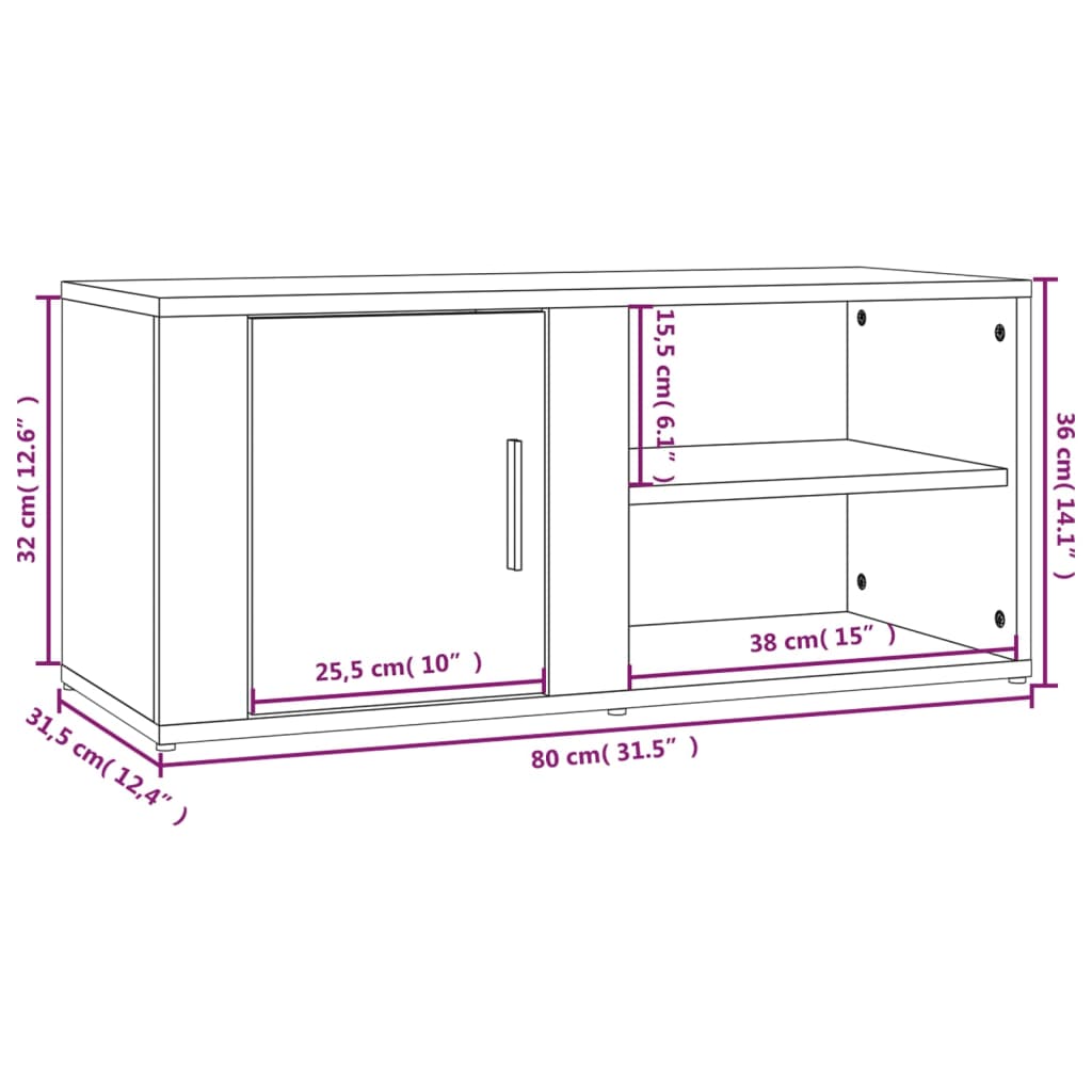 vidaXL Tv-meubels 2 st 80x31,5x36 cm bewerkt hout gerookt eikenkleurig