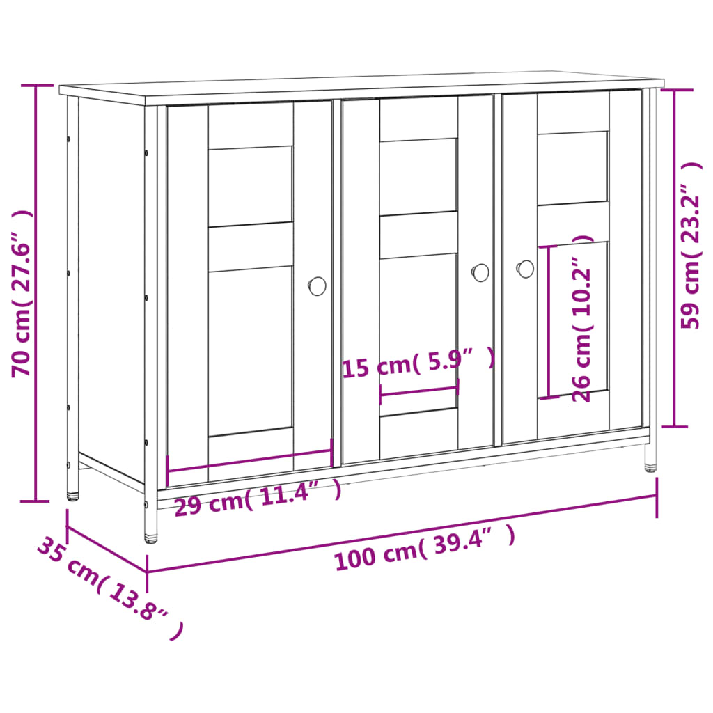 vidaXL Dressoir 100x35x70 cm bewerkt hout grijs sonoma