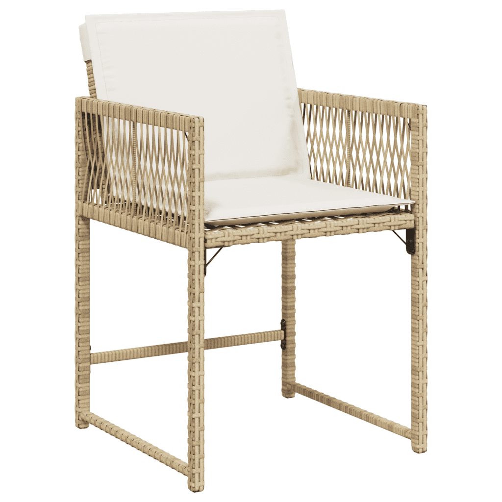 vidaXL 7-delige Tuinset met kussens poly rattan beige