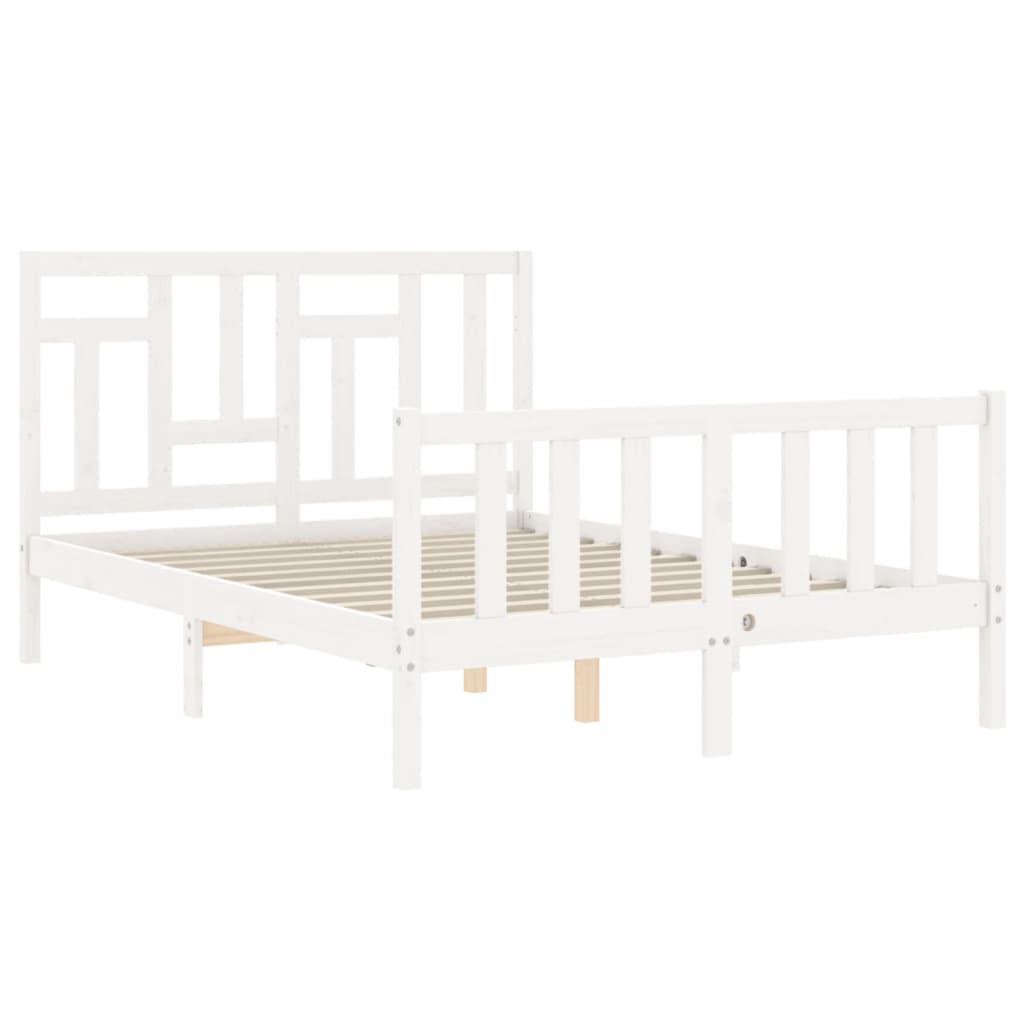 vidaXL Bedframe met hoofdbord massief hout wit 120x200 cm