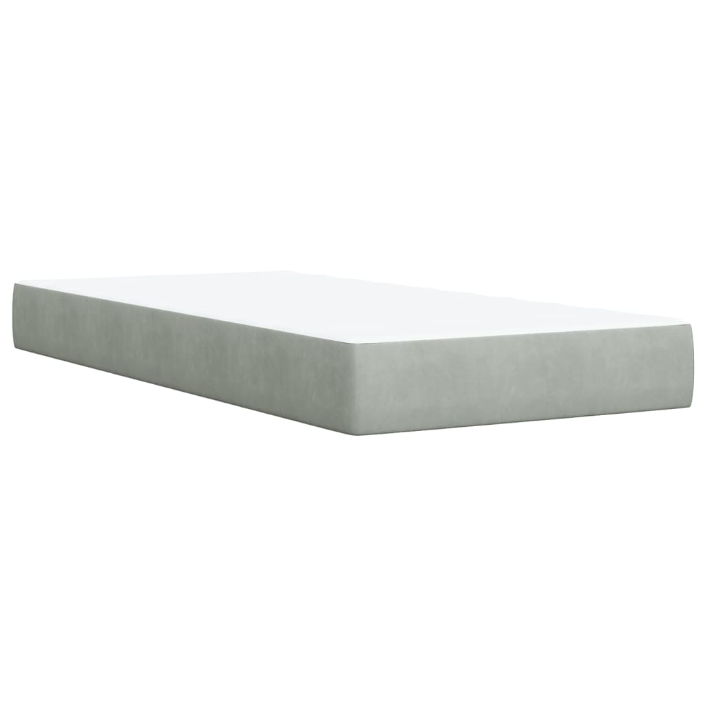 vidaXL Boxspring met matras fluweel lichtgrijs 90x200 cm