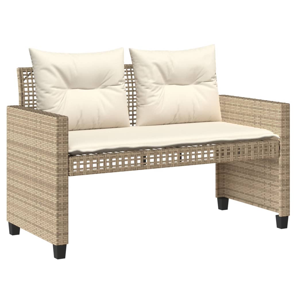 vidaXL 4-delige Loungeset met kussens poly rattan en glas beige