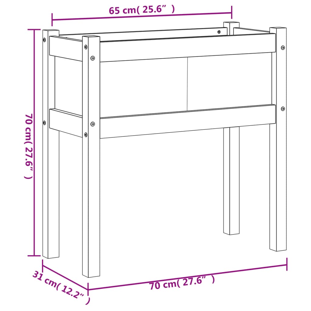 vidaXL Plantenbak met poten 70x31x70 cm grenenhout wasbruin