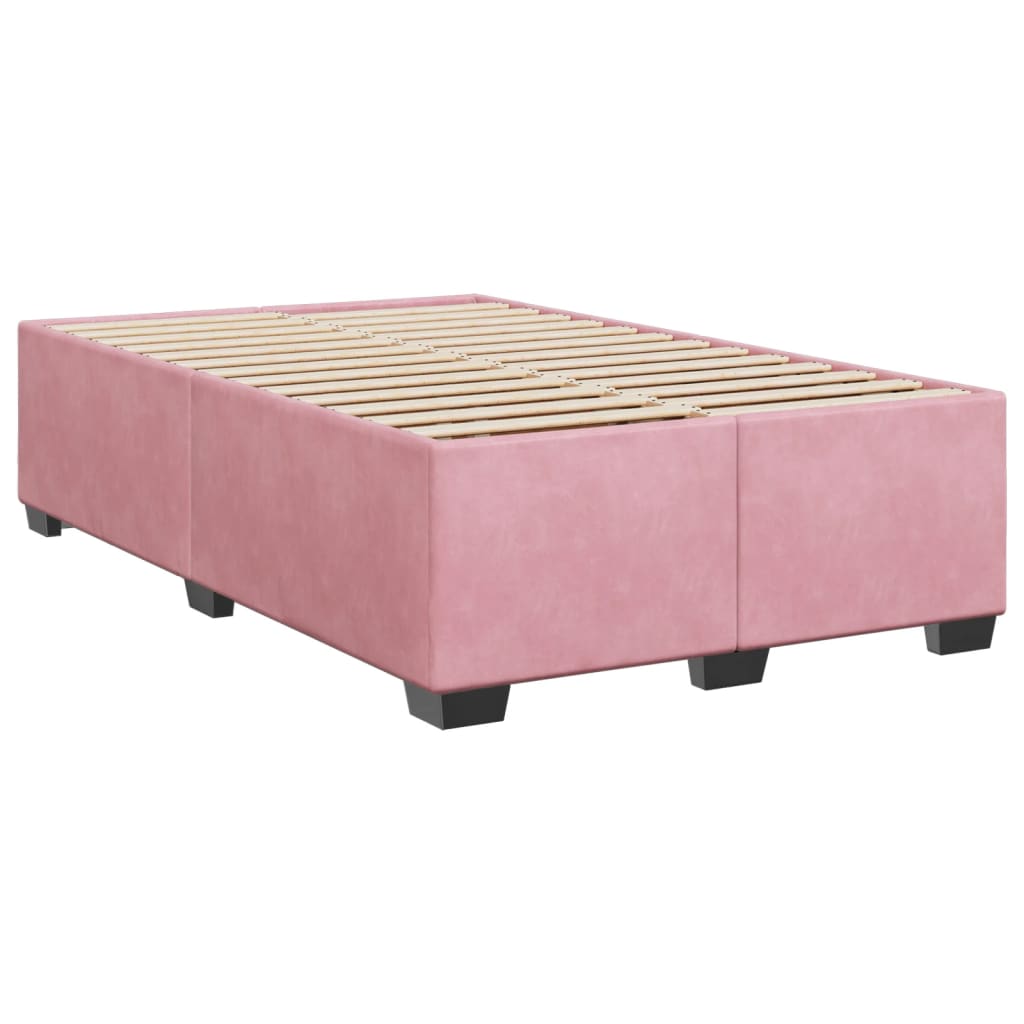 vidaXL Boxspring met matras fluweel roze 120x200 cm