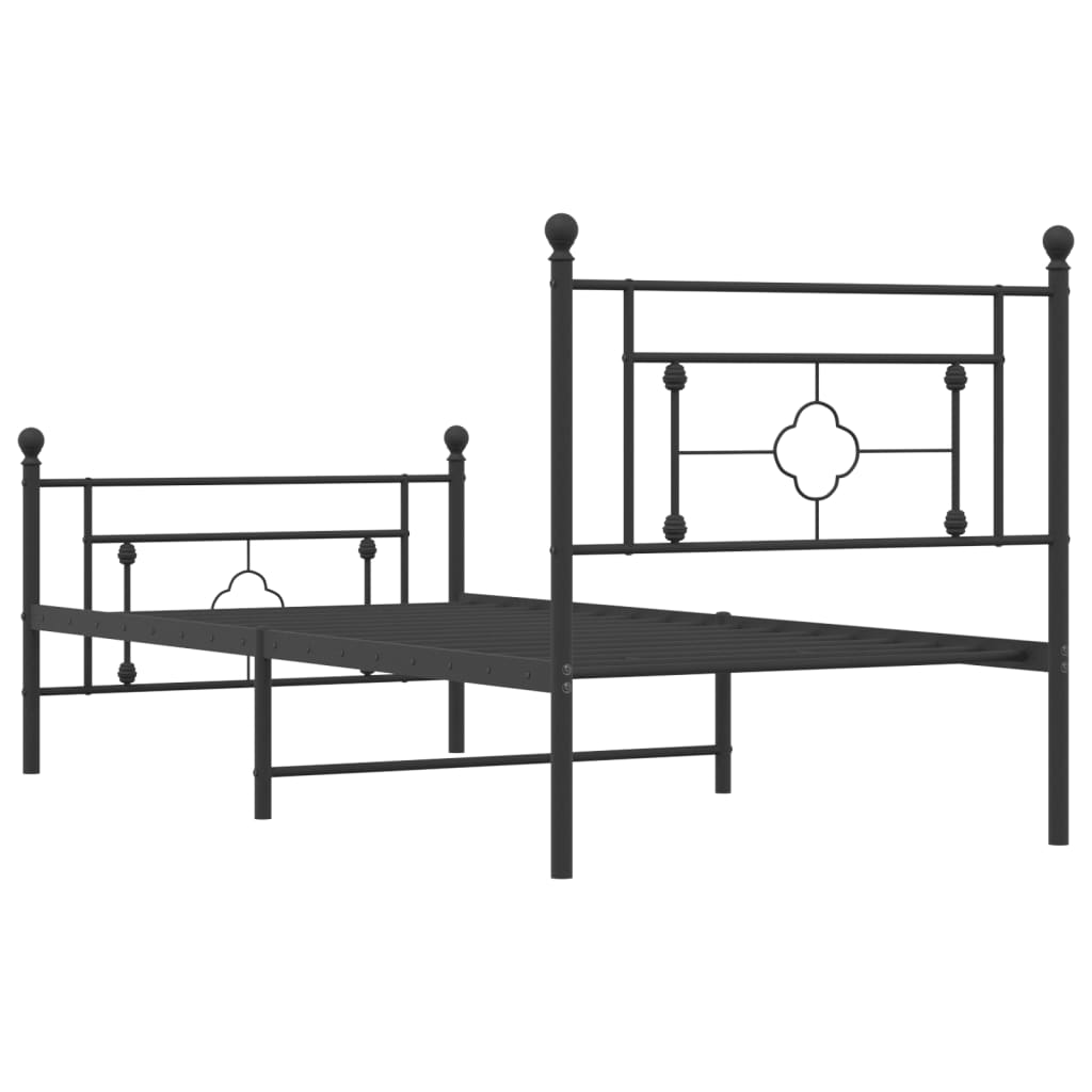 vidaXL Bedframe met hoofd- en voeteneinde metaal zwart 100x190 cm