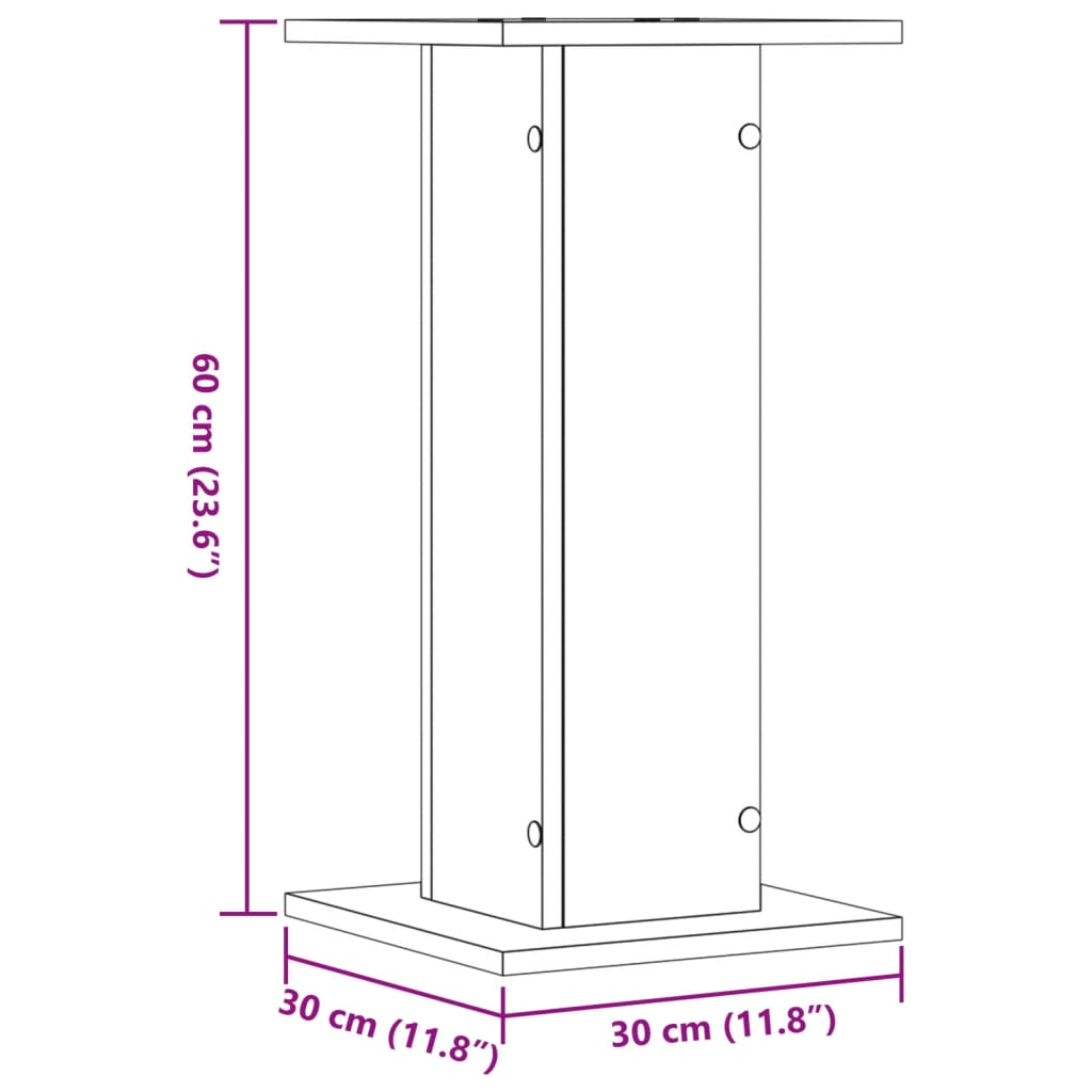 vidaXL Plantenstandaards 2 st 30x30x60 cm bewerkt hout grijs sonoma