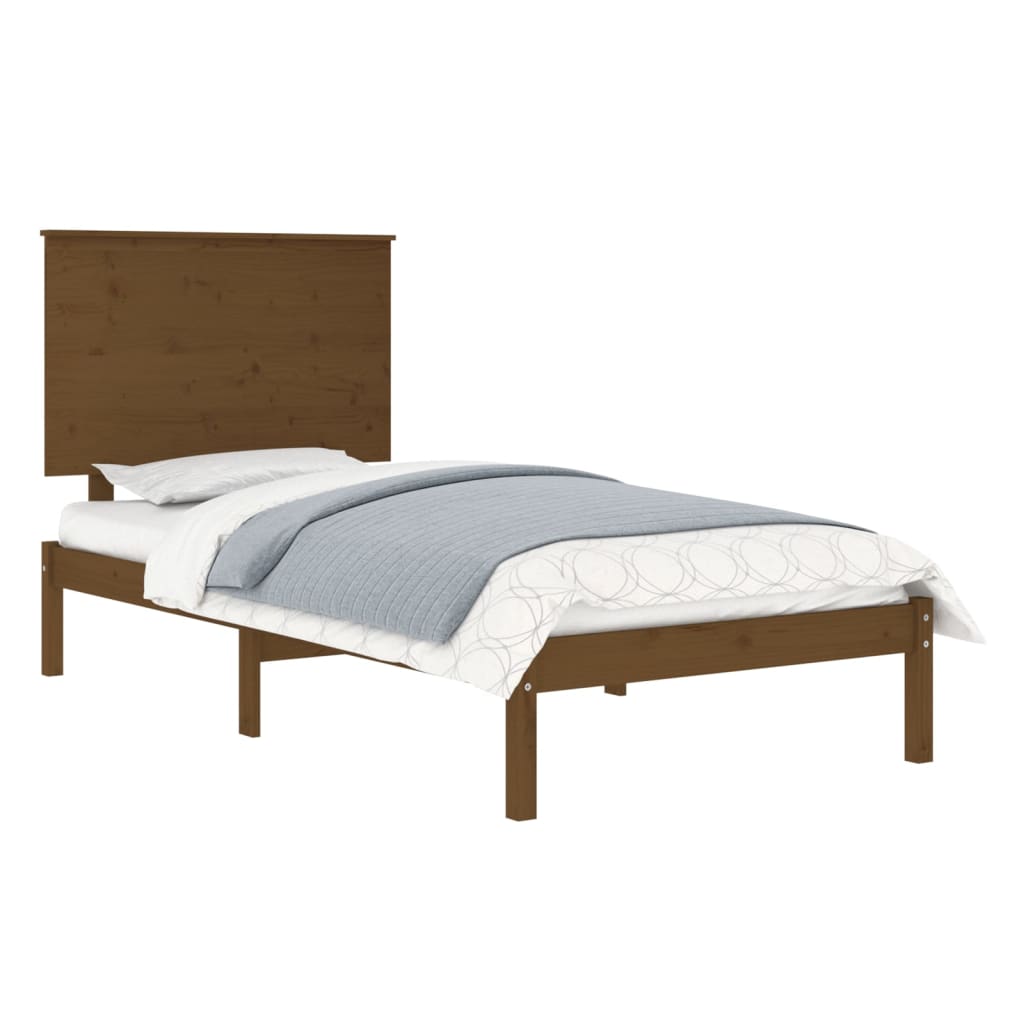 vidaXL Bedframe massief hout honingbruin 75x190 cm