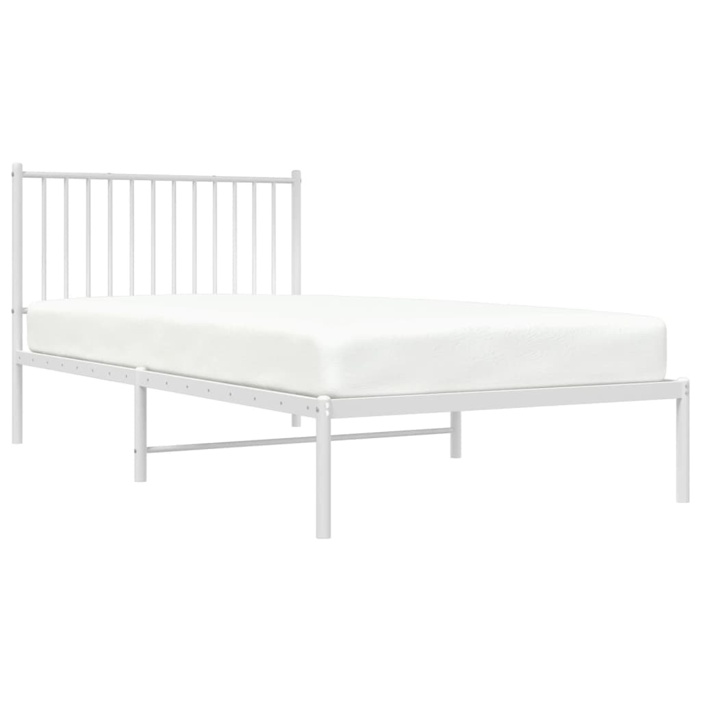 vidaXL Bedframe met hoofdbord metaal wit 100x200 cm