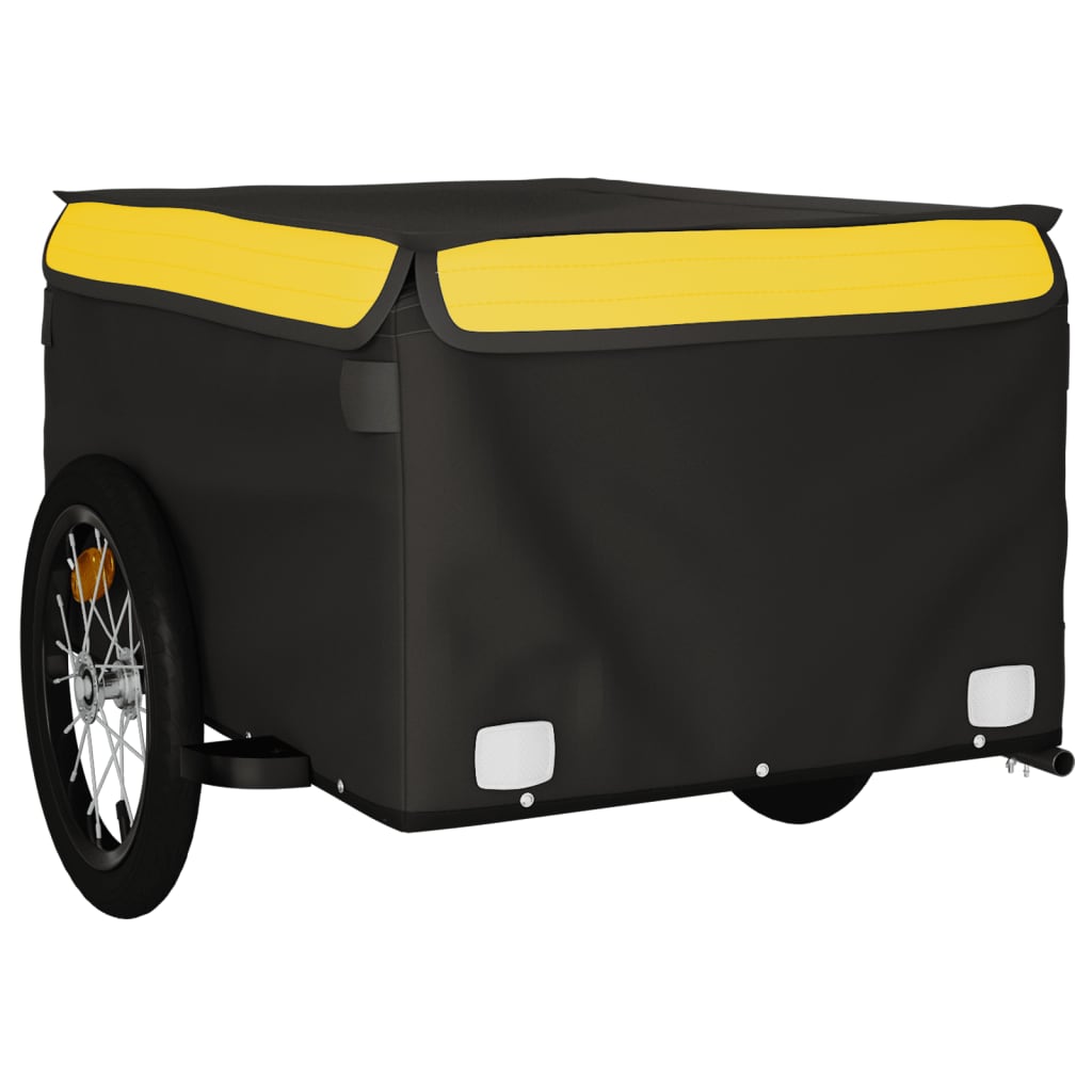 vidaXL Fietstrailer 45 kg ijzer zwart en geel