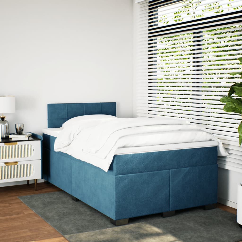 vidaXL Boxspring met matras fluweel blauw 120x190 cm