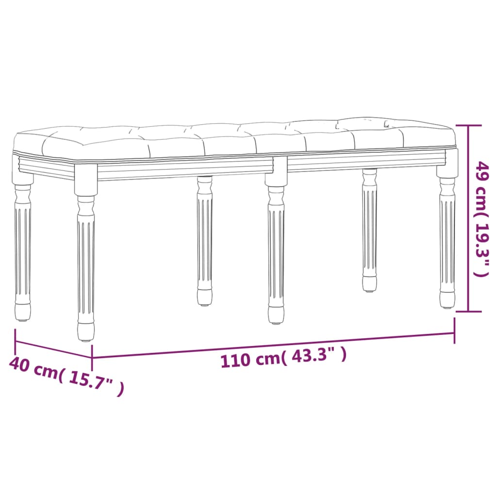 vidaXL Bankje 110x40x49 cm fluweel lichtgrijs