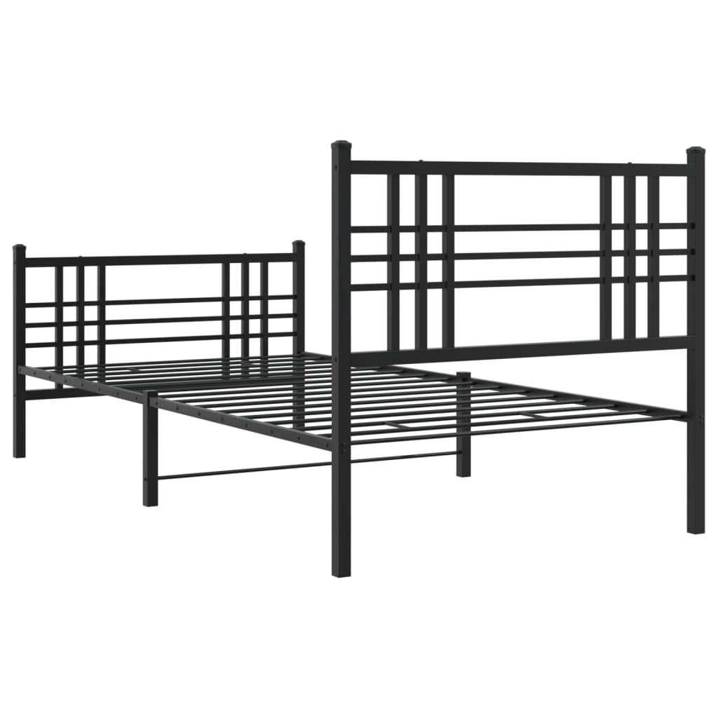 vidaXL Bedframe met hoofd- en voeteneinde metaal zwart 100x190 cm