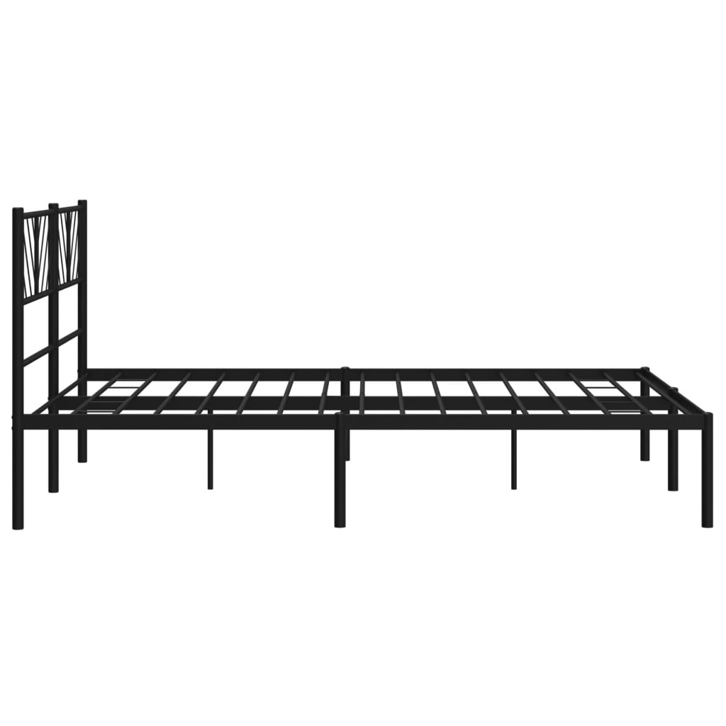 vidaXL Bedframe met hoofdbord metaal zwart 150x200 cm