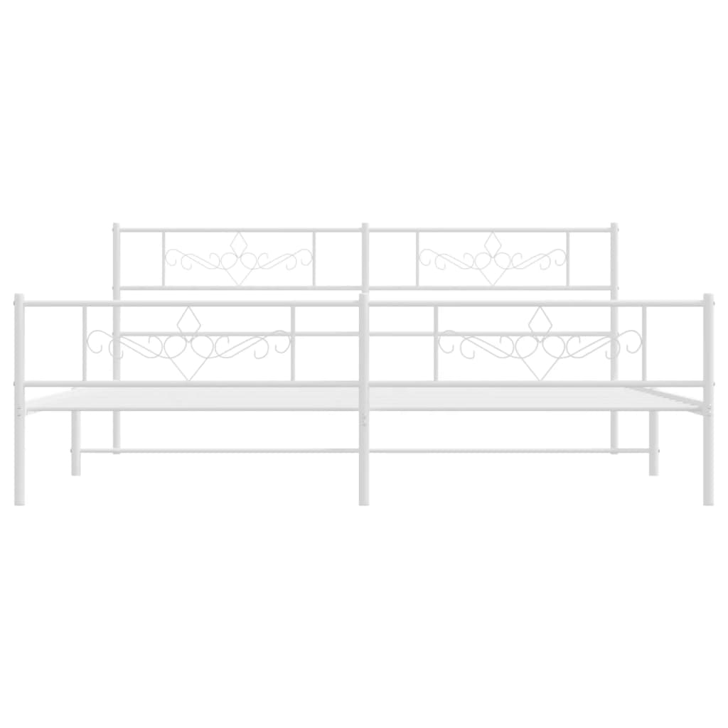 vidaXL Bedframe met hoofd- en voeteneinde metaal wit 180x200 cm