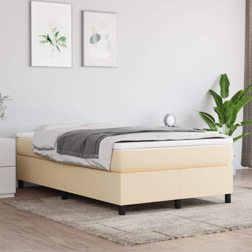 vidaXL Boxspring met matras stof crèmekleurig 120x200 cm