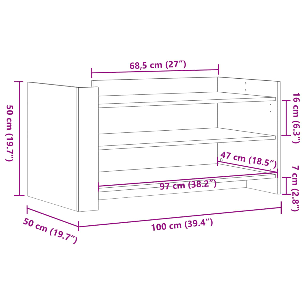 vidaXL Salontafel 100x50x50 cm bewerkt hout betongrijs