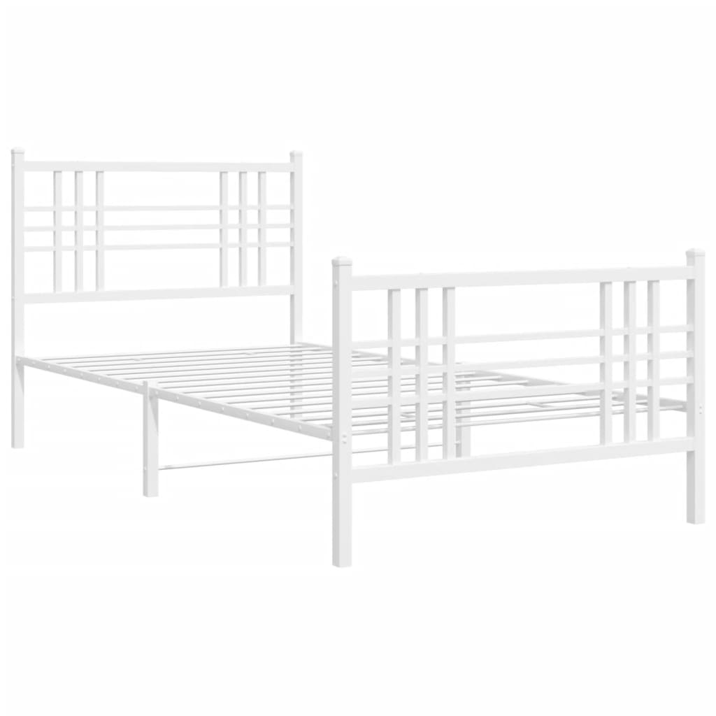 vidaXL Bedframe met hoofd- en voeteneinde metaal wit 100x190 cm