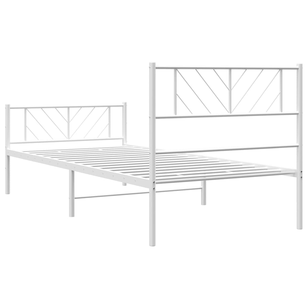 vidaXL Bedframe met hoofd- en voeteneinde metaal wit 90x200 cm