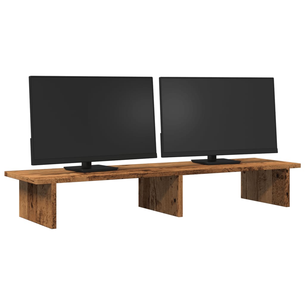 vidaXL Monitorstandaard 100x27x15 cm bewerkt hout oud houtkleurig