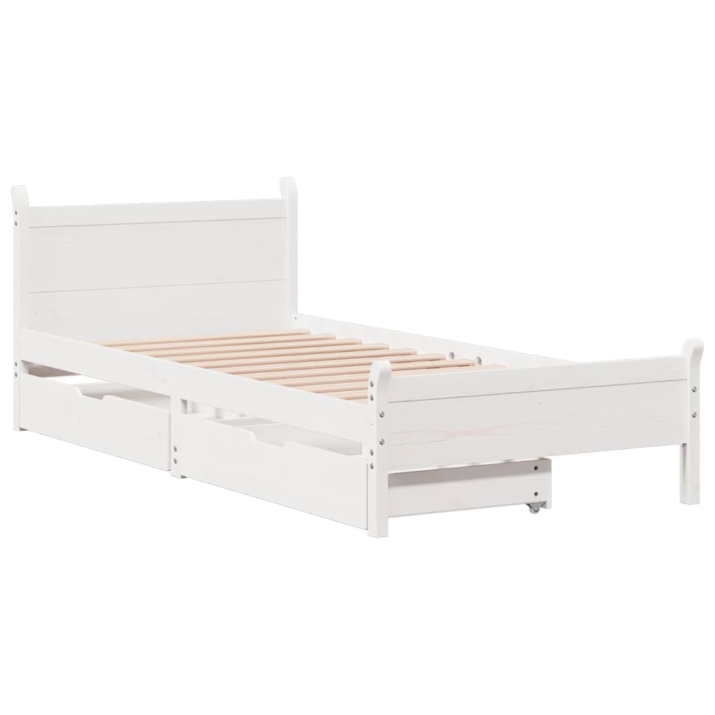 vidaXL Bedframe zonder matras massief grenenhout wit 90x200 cm