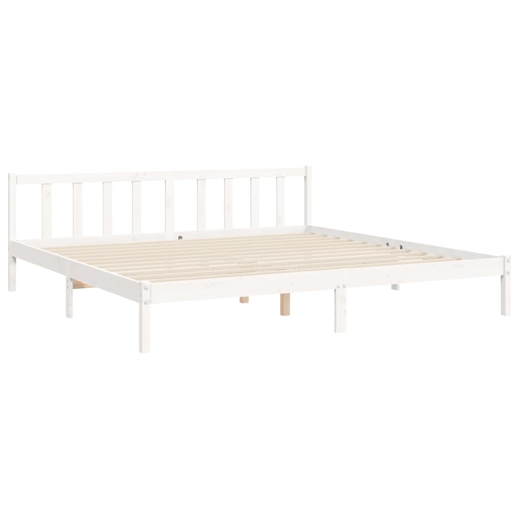 vidaXL Bedframe met hoofdbord massief hout wit 180x200 cm