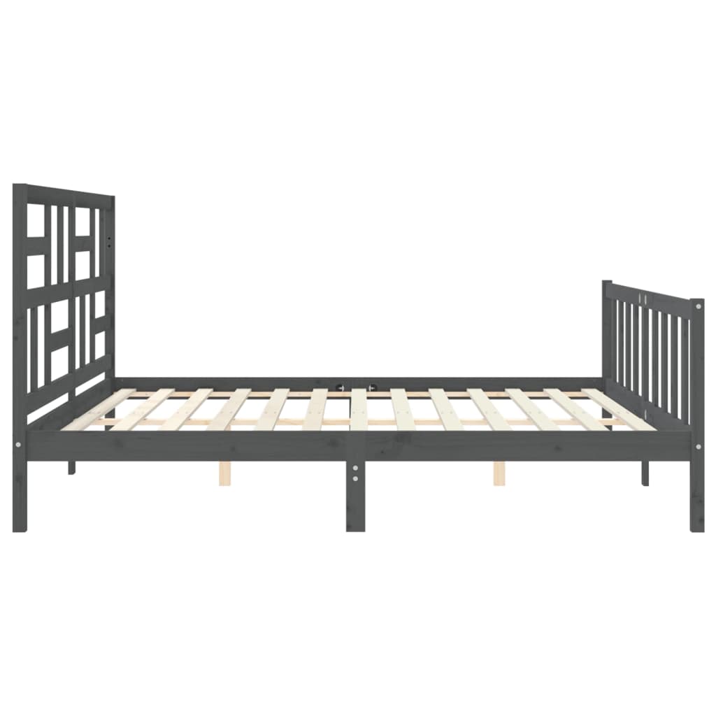 vidaXL Bedframe met hoofdbord massief hout grijs 200x200 cm