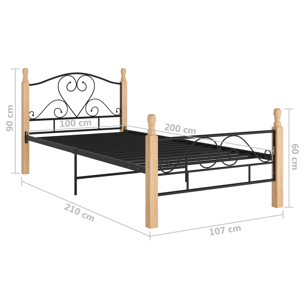 vidaXL Bedframe metaal zwart 100x200 cm