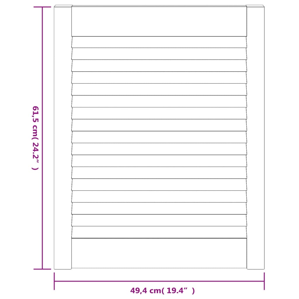 vidaXL Kastdeuren met lamellen 2 st 61,5x49,4 cm massief grenenhout