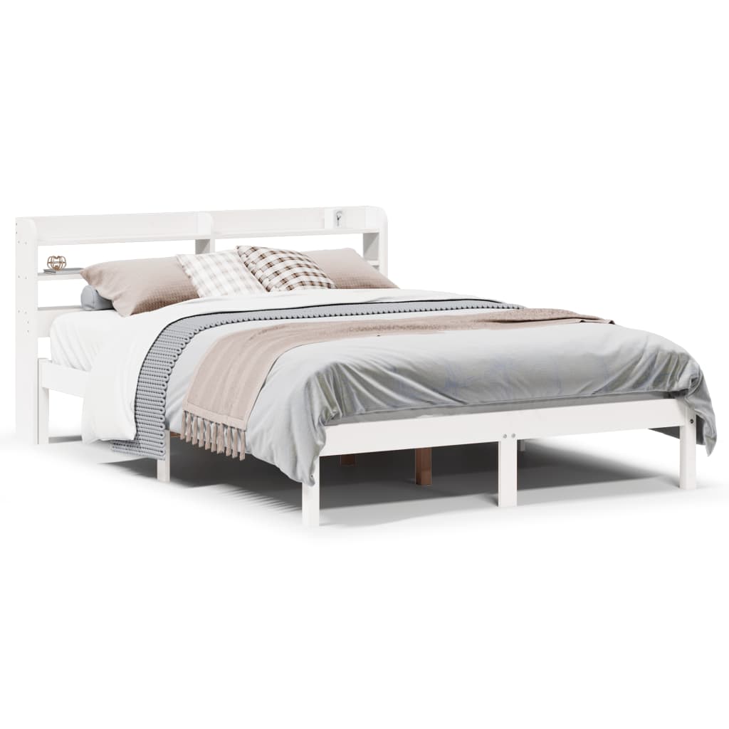 vidaXL Bedframe zonder matras massief grenenhout wit 120x190 cm