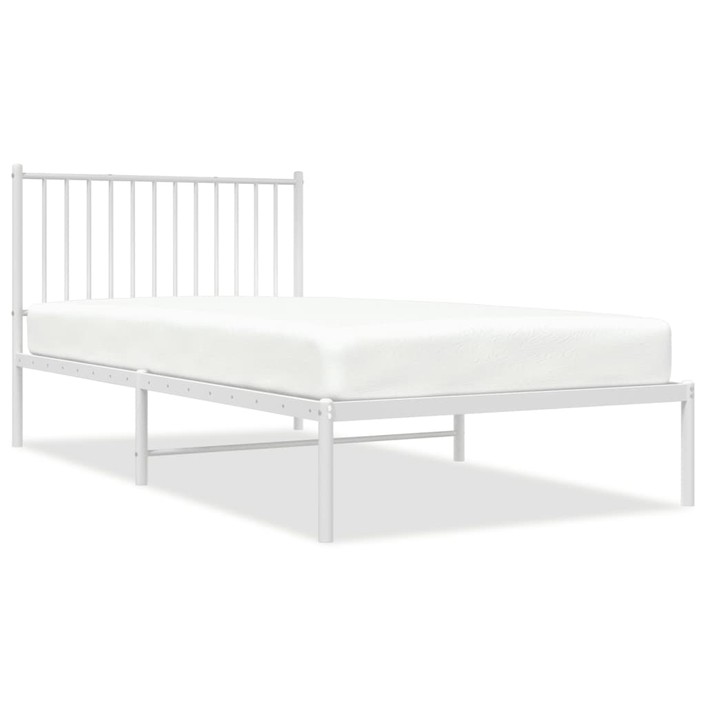 vidaXL Bedframe met hoofdbord metaal wit 100x200 cm