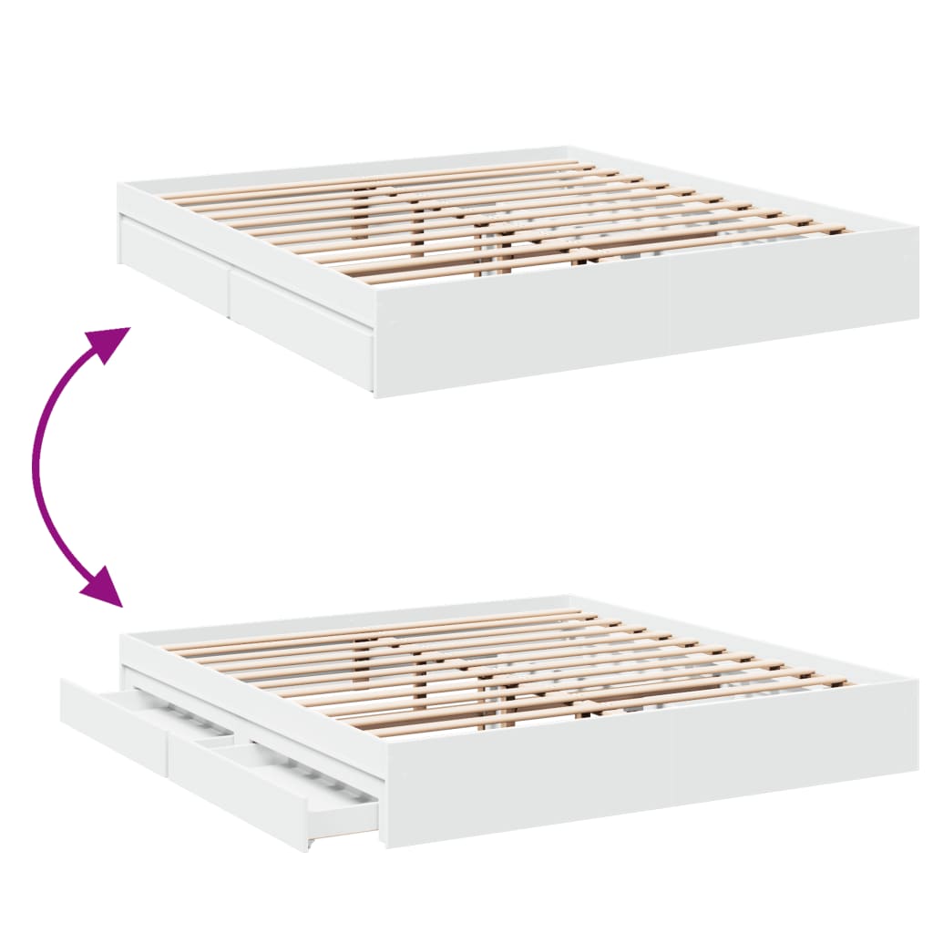 vidaXL Bedframe met lades bewerkt hout wit 200x200 cm