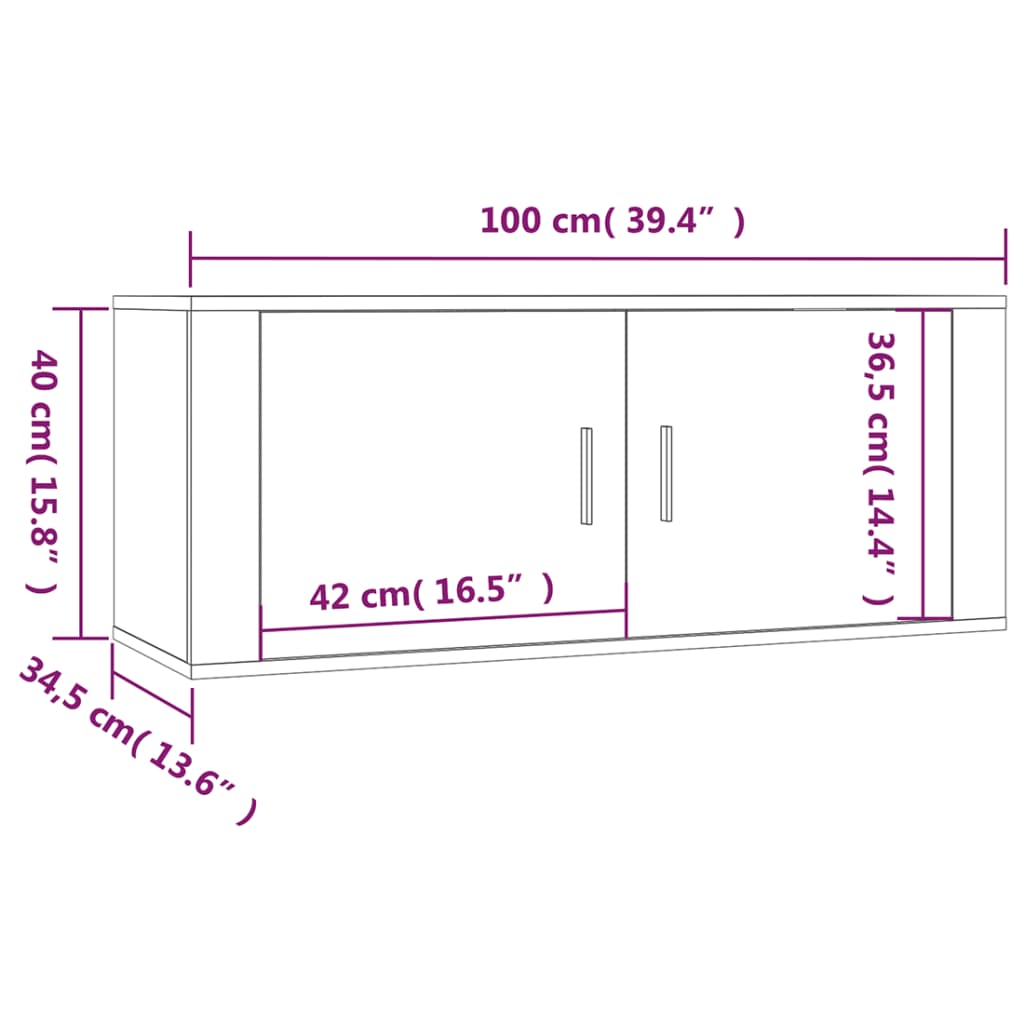 vidaXL Tv-wandmeubel 100x34,5x40 cm gerookt eikenkleurig