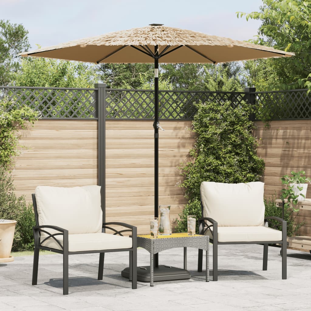 vidaXL Parasol met LED's en stalen paal 223x223x213 cm bruin