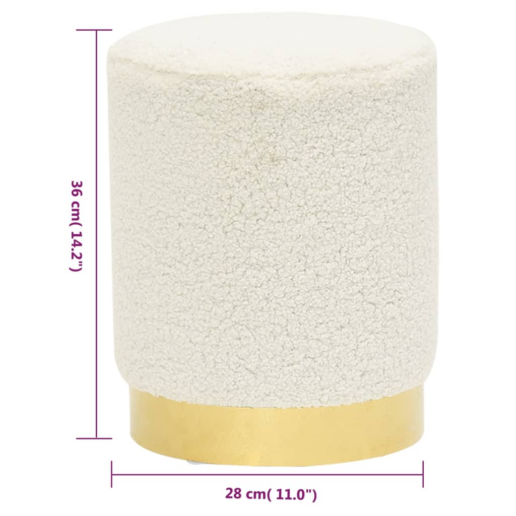 vidaXL Hocker rond fleece wit