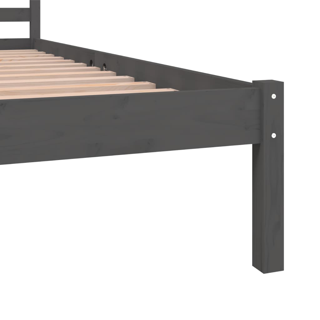 vidaXL Bedframe massief grenenhout grijs 135x190 cm