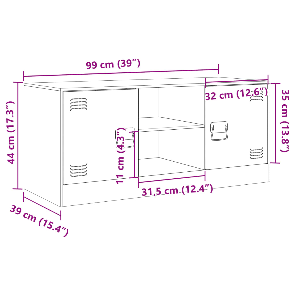 vidaXL Tv-meubel 99x39x44 cm staal antracietkleurig