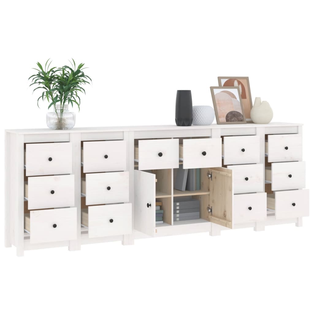 vidaXL Dressoir 230x35x80 cm massief grenenhout wit