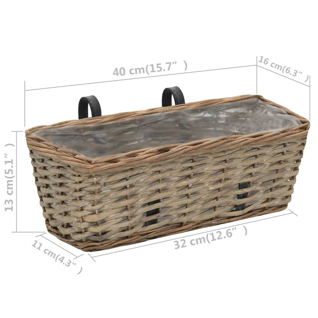 vidaXL Balkonbakken 2 st 40 cm wicker met PE-voering