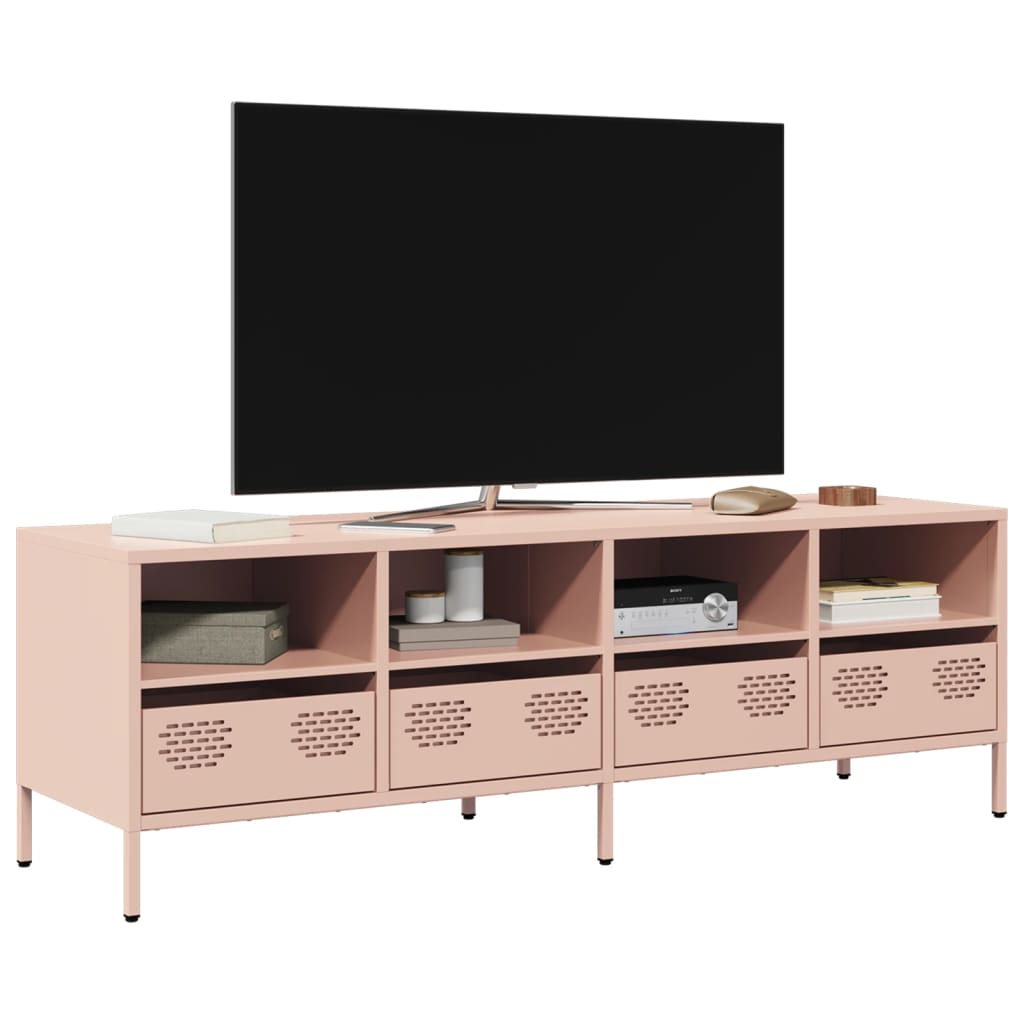 vidaXL Tv-meubel 135x39x43,5 cm koudgewalst staal roze