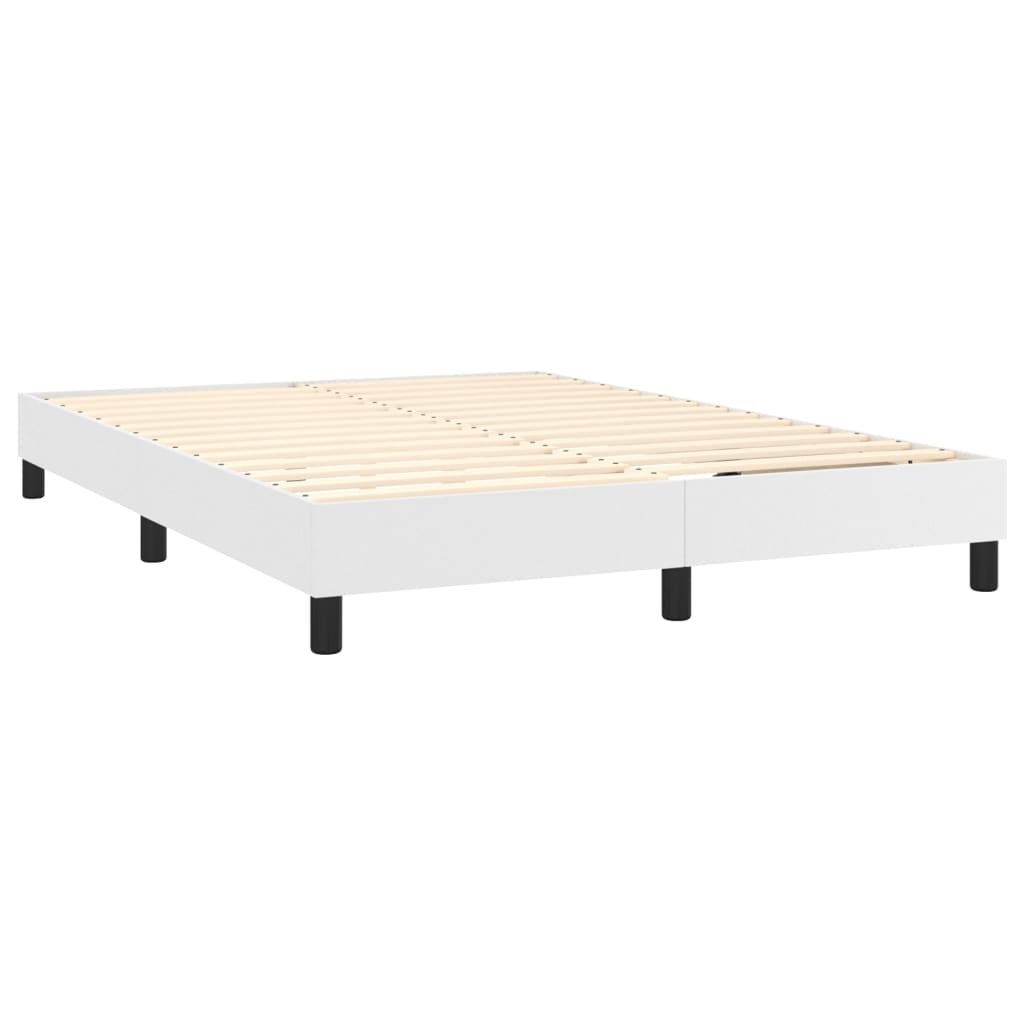 vidaXL Boxspring met matras kunstleer wit 140x200 cm